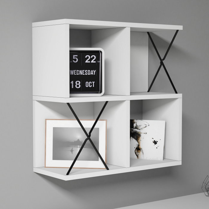 Hanah Home Estantería de Pared Extra - Blanco y Negro